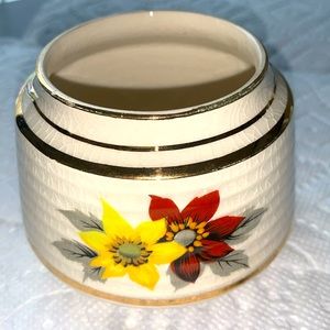 Vintage Sadler England Flower Open Sugar Bowl Handpainted Double Sided Gold Trim
